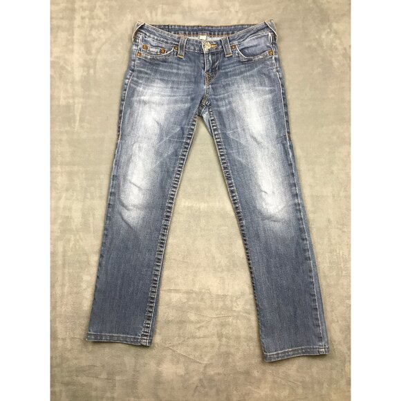 True Religion Jeans Womens 29 Low Rise Straight Light Wash Y2K - Picture 1 of 9